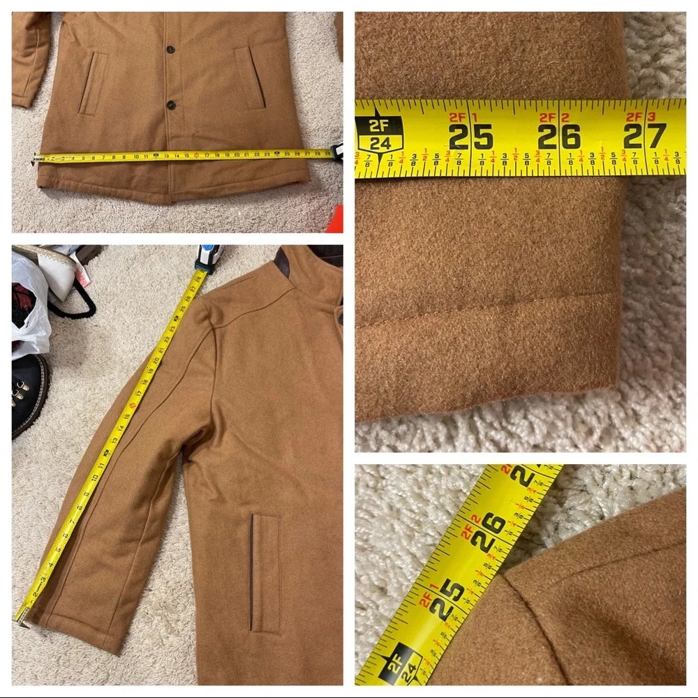 Cripple Creek Men's Camel Wool Melton Faux Leather Coat  - CR43366